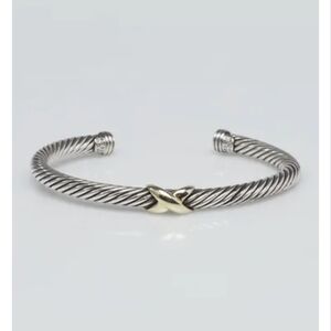 David Yurman, 14K Yellow Gold & Sterling Silver 7mm Wide X Cable Bracelet